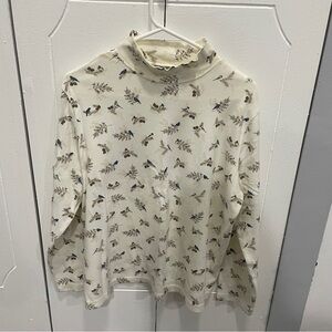 Croft & Borrow Off White Patterned Turtle Neck Long Sleeve